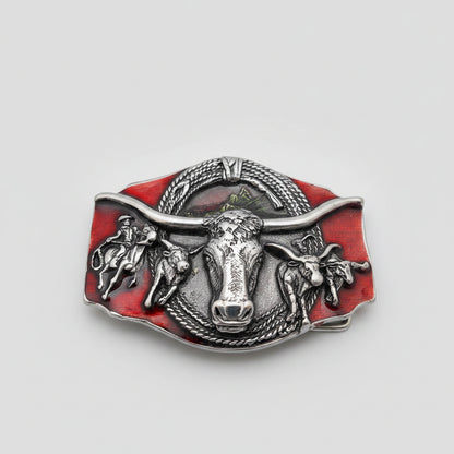 Longhorn Indian Western Red Buckle