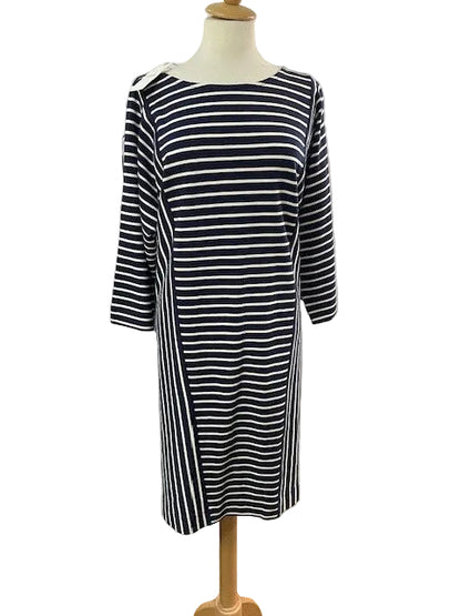 BNWT Jaeger (M) Blue & White Striped Jersey Dress Size Medium New with Tags - RRP £79