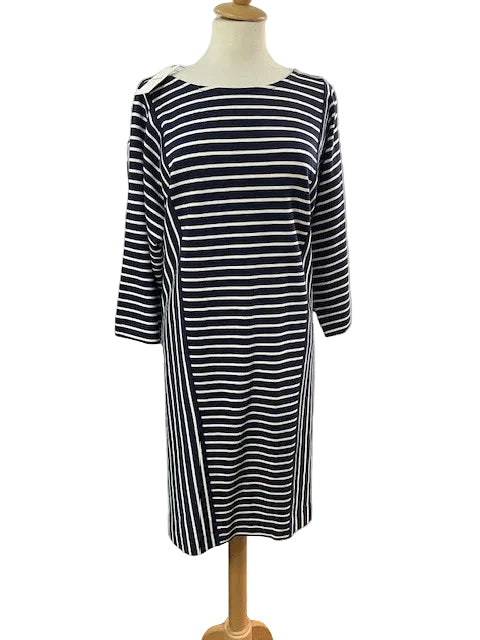 BNWT Jaeger (M) Blue & White Striped Jersey Dress Size Medium New with Tags - RRP £79