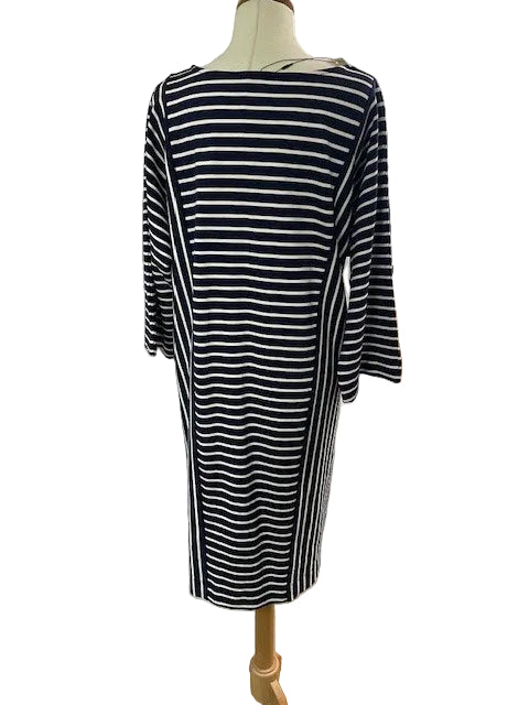 BNWT Jaeger (M) Blue & White Striped Jersey Dress Size Medium New with Tags - RRP £79