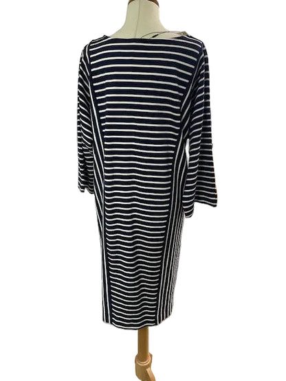 BNWT Jaeger (M) Blue & White Striped Jersey Dress Size Medium New with Tags - RRP £79