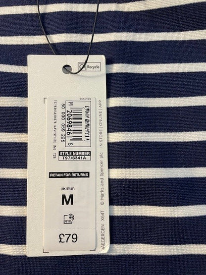 BNWT Jaeger (M) Blue & White Striped Jersey Dress Size Medium New with Tags - RRP £79