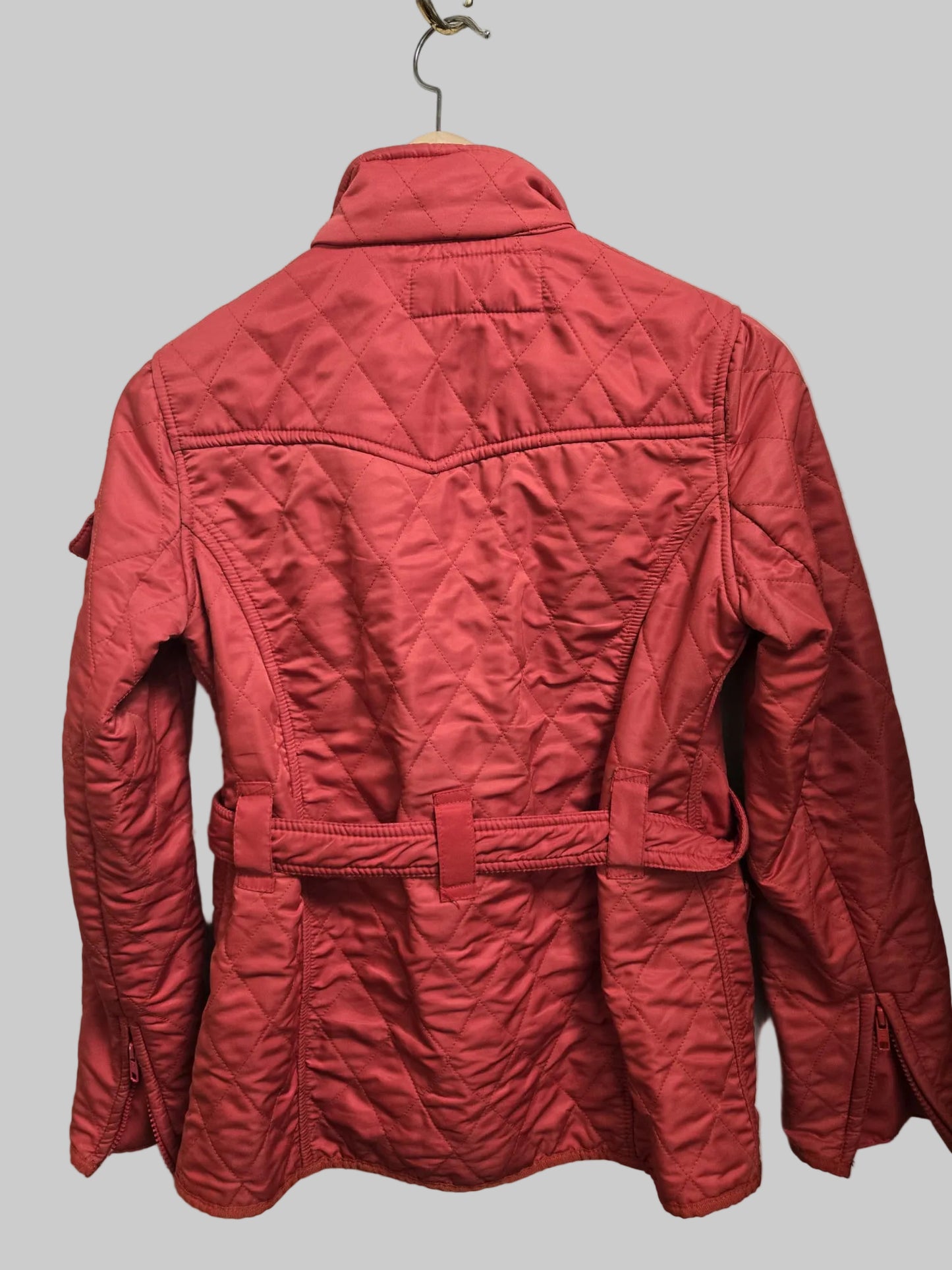 Barbour International Red Quilted Womens Coat Size UK 8 USED
