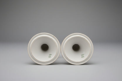 Pair 2 x Antique Limoges France Painted Poppy Candle Holders - Floral Design candle - USED GOOD CONDITION