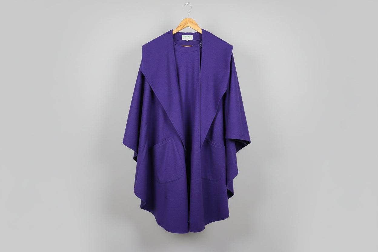 HOURIHAN Purple Wool Cashmere Blend Size Small Long Maxi - One Size Fits All - GOOD USED CONDITION