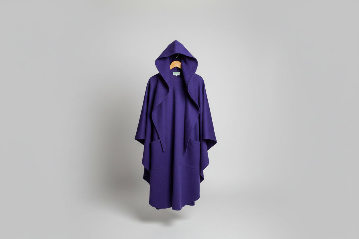 HOURIHAN Purple Wool Cashmere Blend Size Small Long Maxi - One Size Fits All - GOOD USED CONDITION