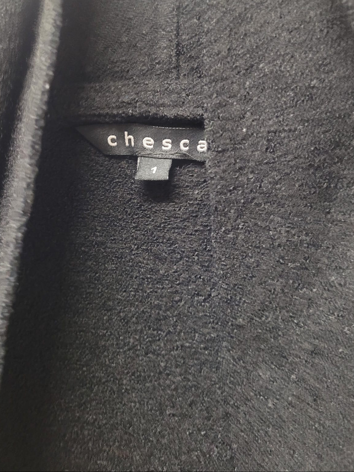 Chesca (1) Black Wool-Blend Drape Ruffle Waterfall Cardigan Jacket UK 12 14 EU 40 42