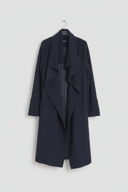 Chesca (1) Black Wool-Blend Drape Ruffle Waterfall Cardigan Jacket UK 12 14 EU 40 42