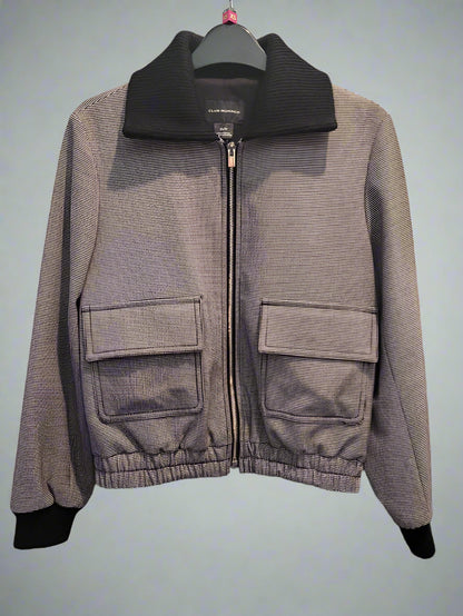 Club Monaco (XS) Houndstooth Jacket UK 6 8 EU 34 36 Bomber Collared Zipped