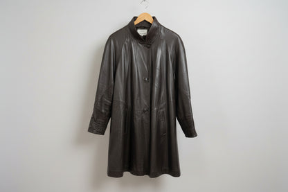 Norris Raymond Soft Brown Nappa Leather Ladies Swing Coat-UK SIZE 8 USED GOOD
