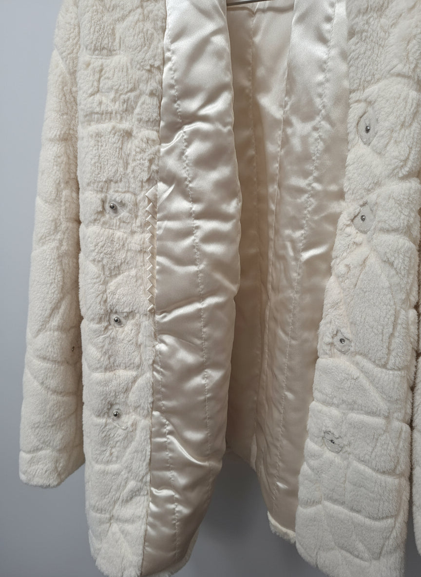 Dennis by Dennis Basso Ladies Cream Faux Fur Jacket Size M