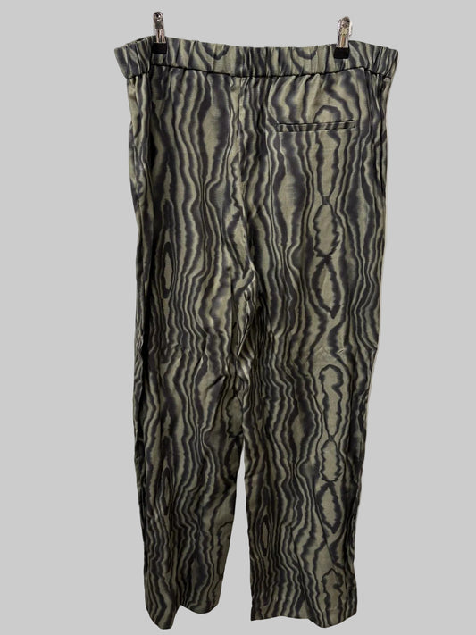 BNWT COS (L) Green & Black Printed Trousers Size Large Elasticated Waist - NEW WITH TAGS RRP 69.00