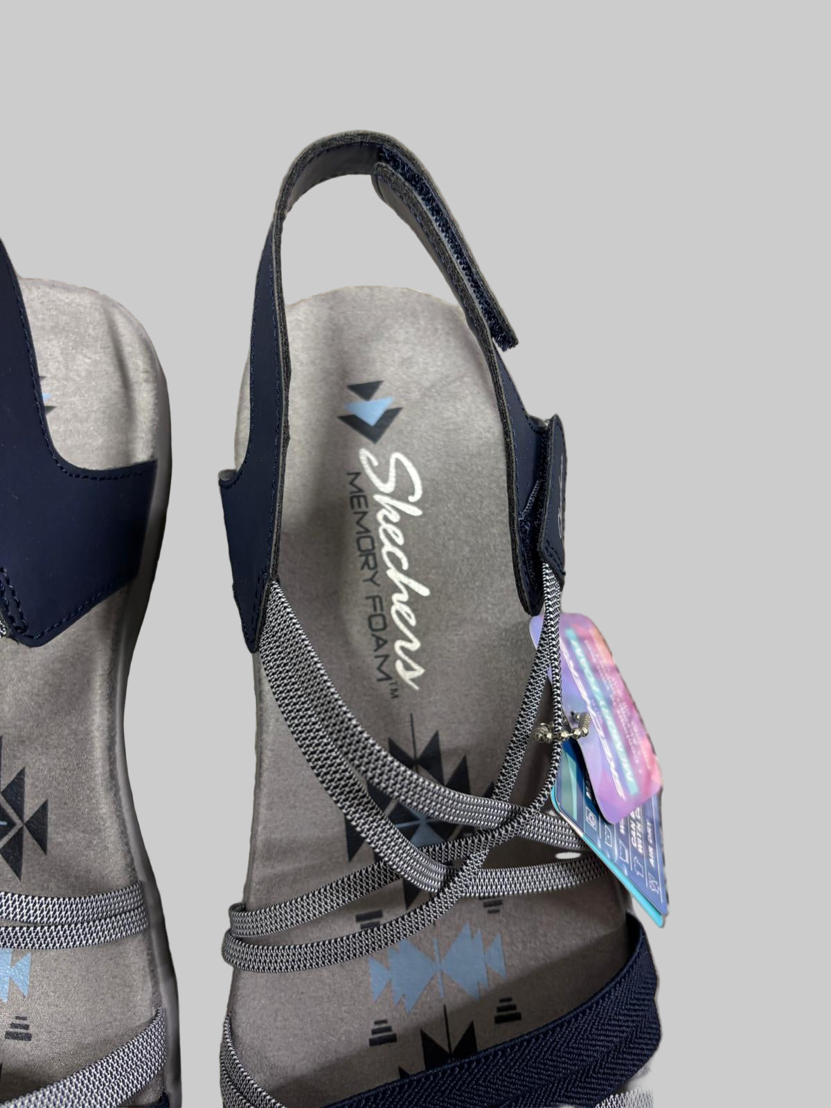 Skechers Memory Foam Sandal USA size 10 Navy Blue and Grey