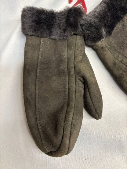 Dents Dark Brown Fur Lined Mittens Size L