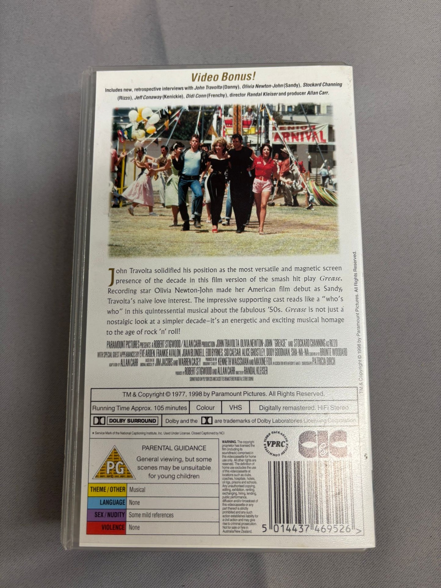 Grease VHS Film 20th Anniversary Edition John Travolta Olivia Newton-John Sealed Cassette