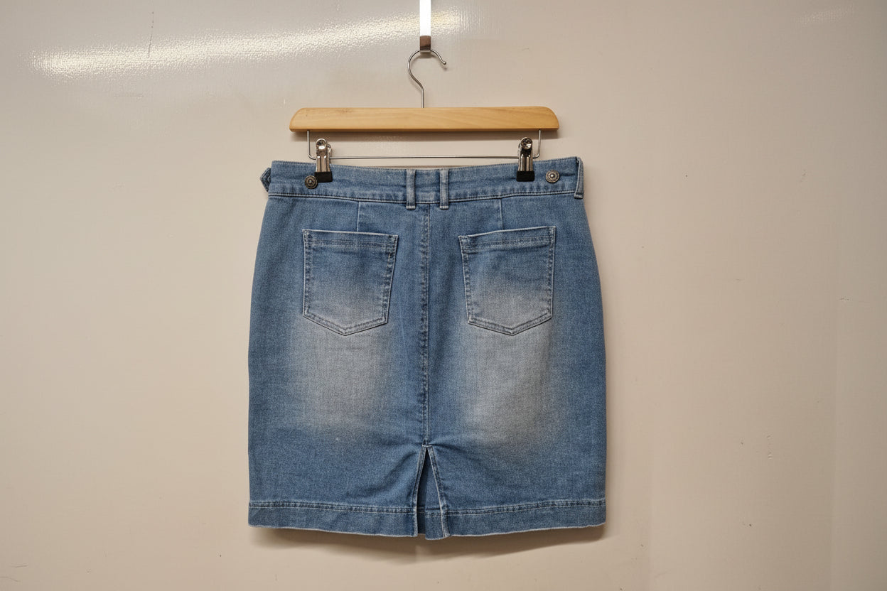 Berenice Blue Denim Skirt UK 10 EU 38 Cotton Blend Pockets Mini Knee-Length