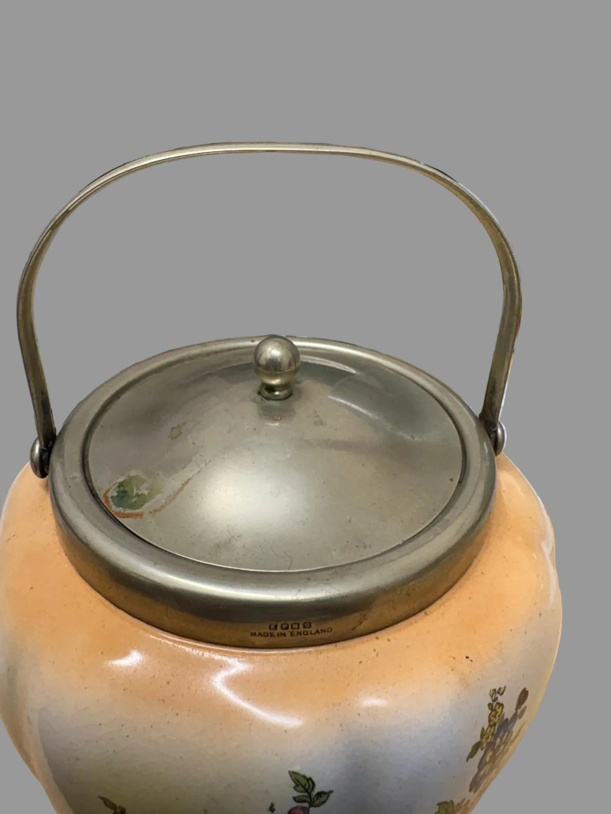 Devonware Floral and Bird Biscuit Barrel - Top Handle - Decorative - GOOD USED CONDITION