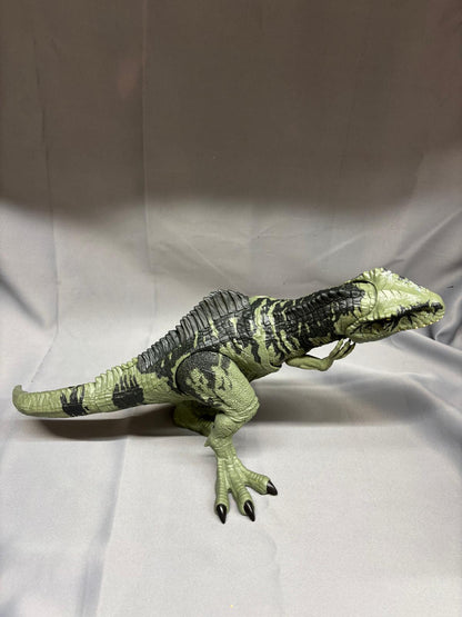 2 x Jurassic Park T-Rex Figure Jointed Moveable Toy - Brown & Green Plastic - Collectible - GOOD USED CONDITION