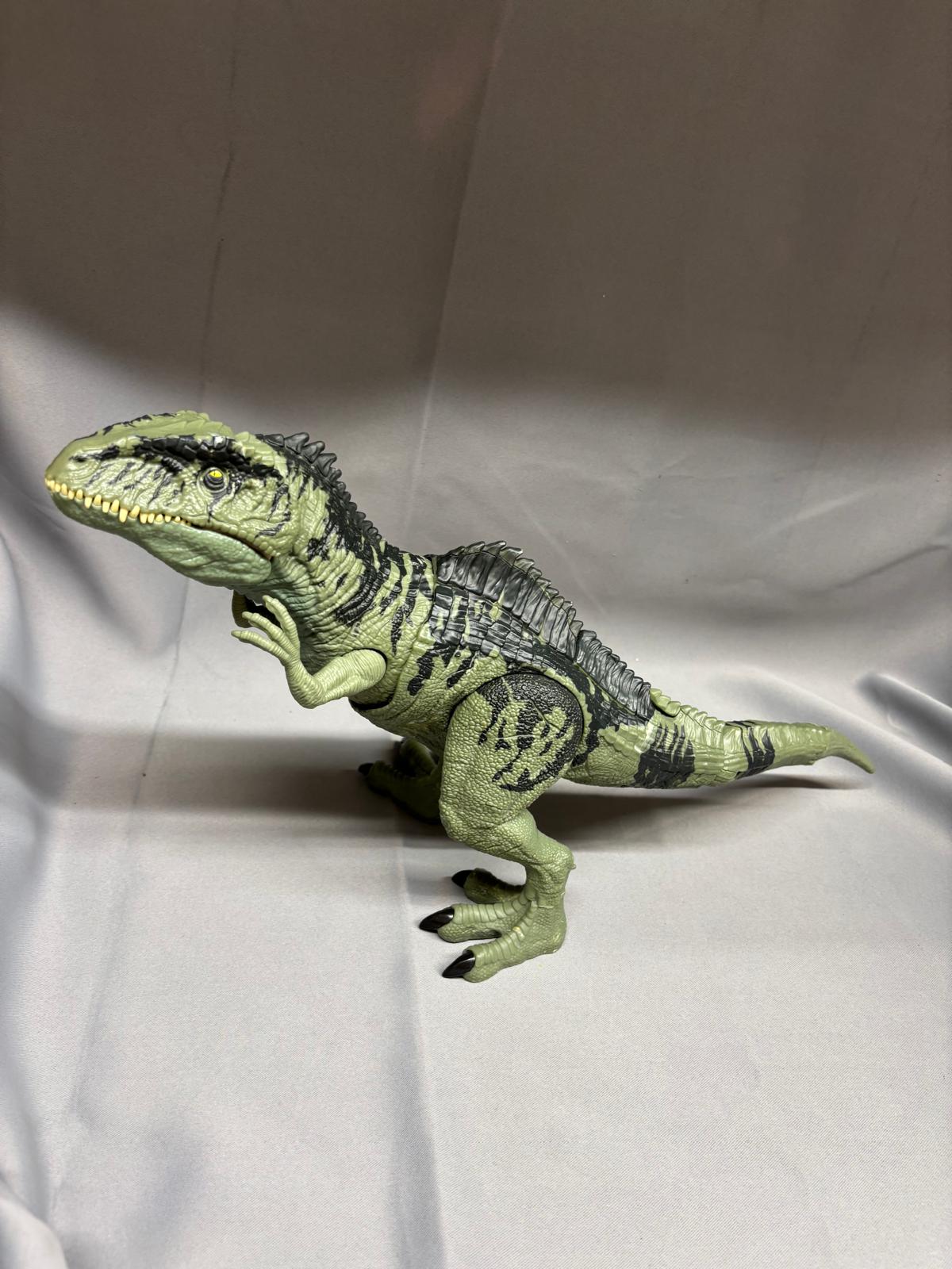 2 x Jurassic Park T-Rex Figure Jointed Moveable Toy - Brown & Green Plastic - Collectible - GOOD USED CONDITION