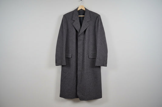 Vintage Christian Dior Monsieur Sport Overcoat Men’s Gray Herringbone Wool Long Size 40 Regular