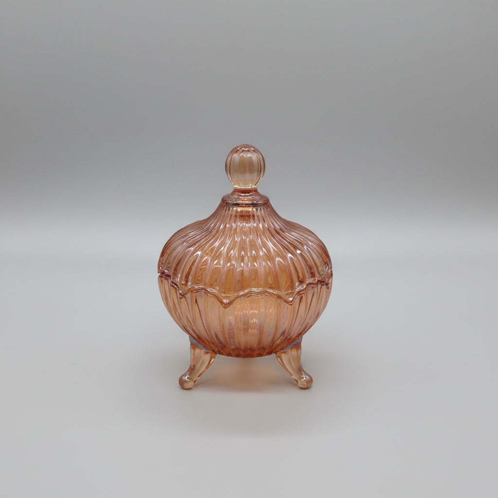 Mid-Century Pink Lidded Candy Dish