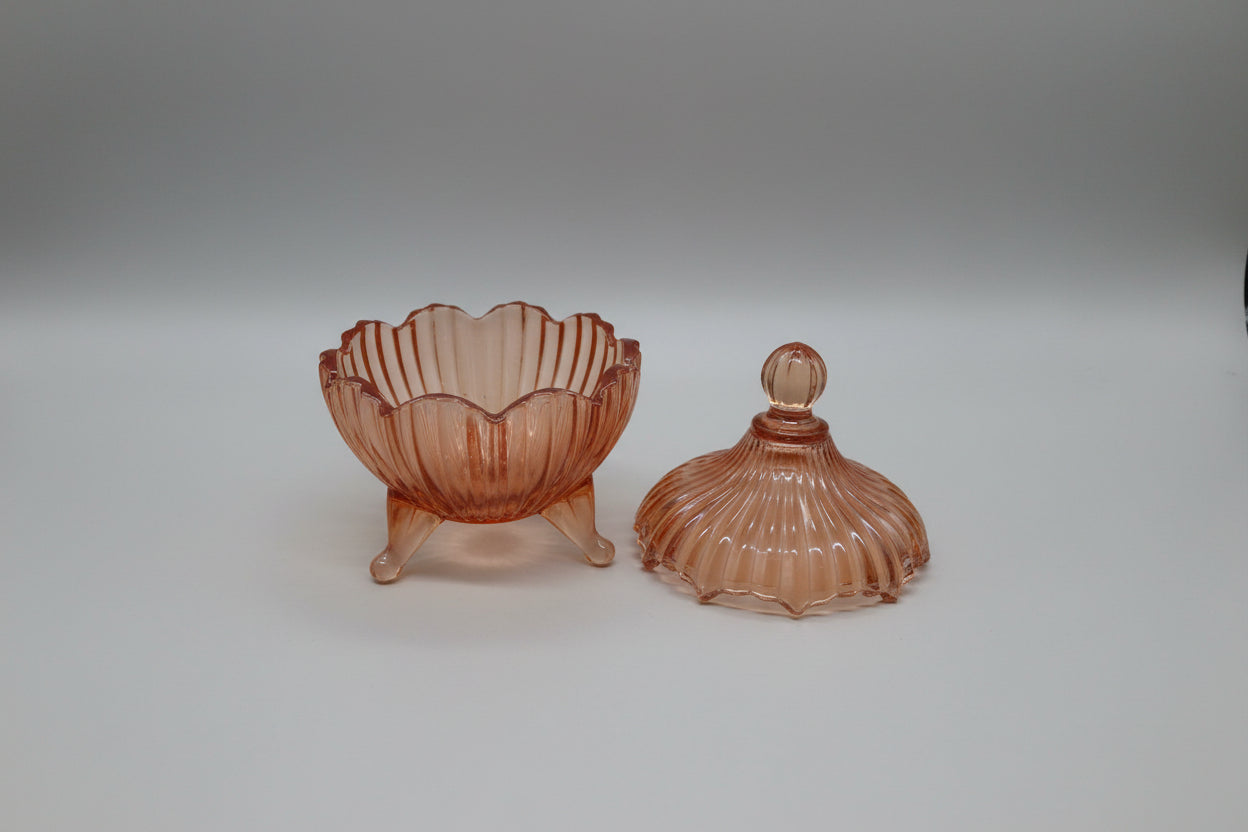 Mid-Century Pink Lidded Candy Dish