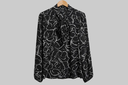 DKNY Pussy Bow Abstract Print Blouse SIZE MEDIUM USED EXCELLENT CONDITION