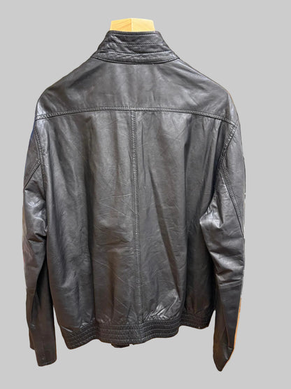 Men's Leather DKNY Black Jacket Size Large
