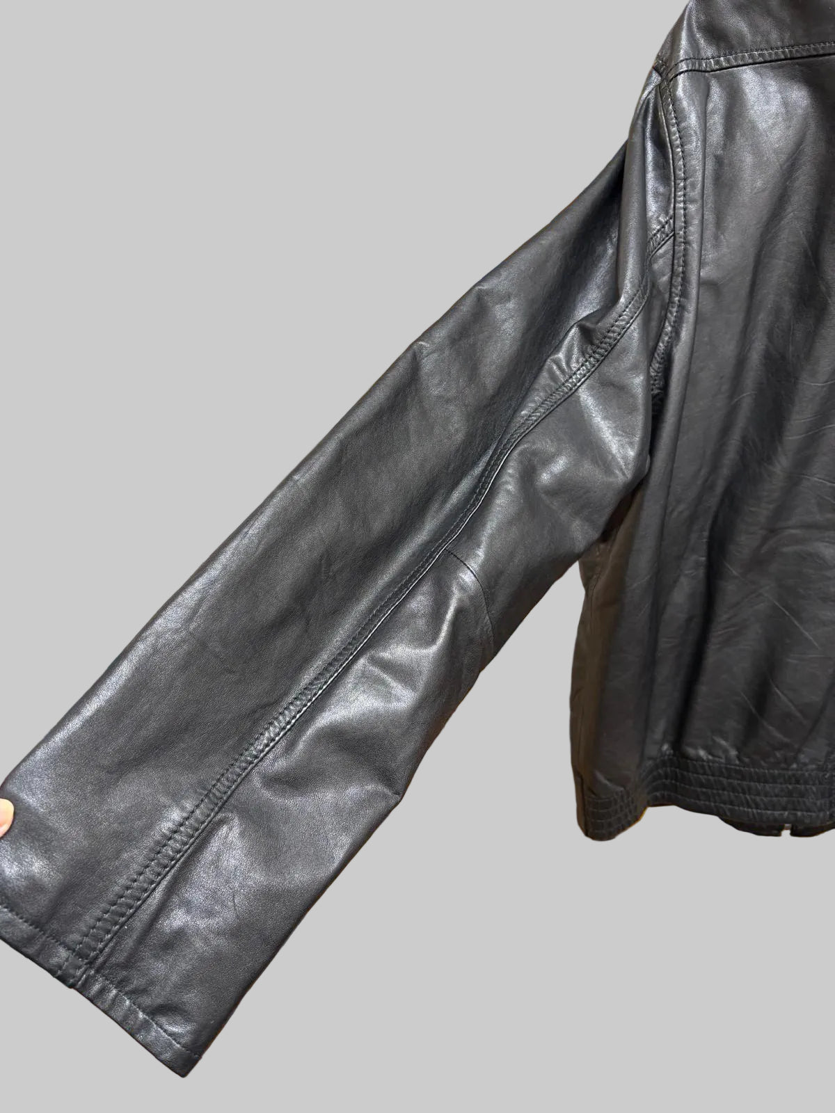 Men's Leather DKNY Black Jacket Size Large