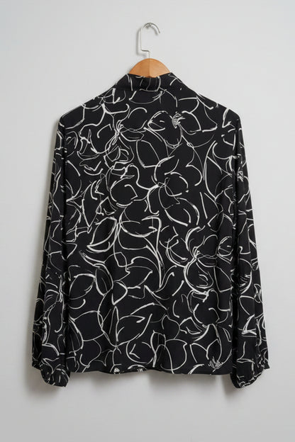 DKNY Pussy Bow Abstract Print Blouse SIZE MEDIUM USED EXCELLENT CONDITION