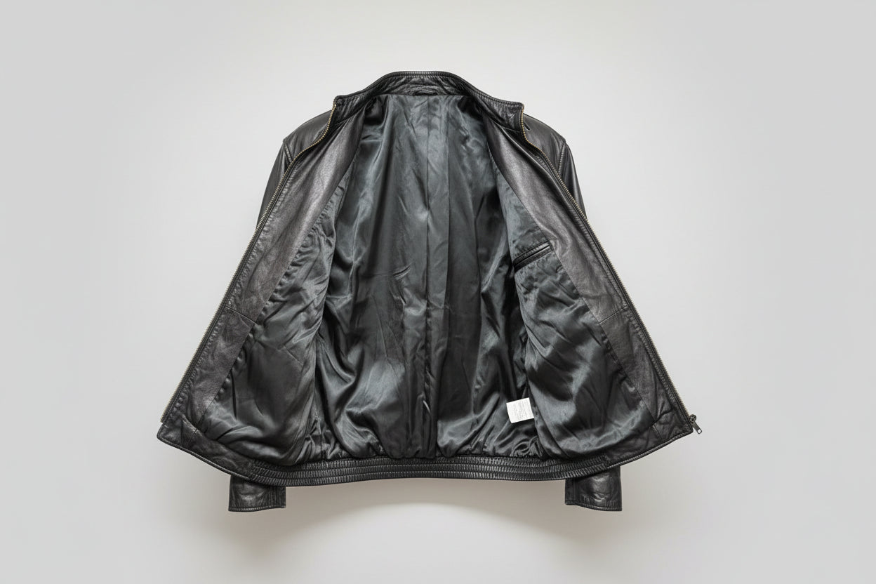 Men's Leather DKNY Black Jacket Size Large
