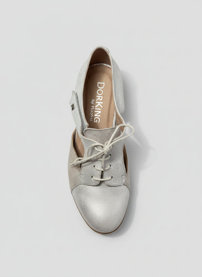 Dorking By Fluchos Lace-Up Brogues Silver Cut-Out Shoes UK 7 EU 40