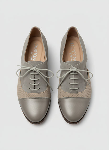 Dorking By Fluchos Lace-Up Brogues Silver Cut-Out Shoes UK 7 EU 40