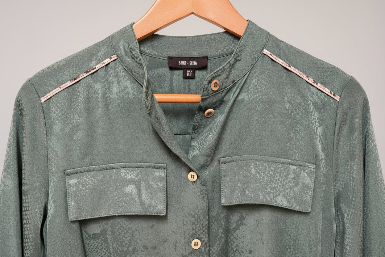 Saint + Sofia green snakeskin shirt dress - UK SIZE 12