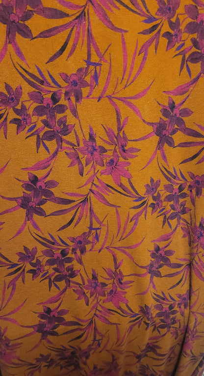 Joe Browns Burnt Orange Tan Floral Swing Jersey Dress UK 22 EU 50 Midi Maxi