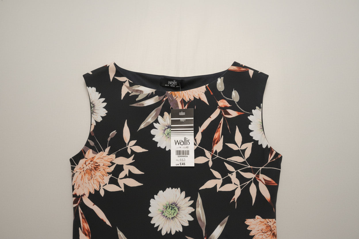 Sleeveless floral dress by Wallis size 14