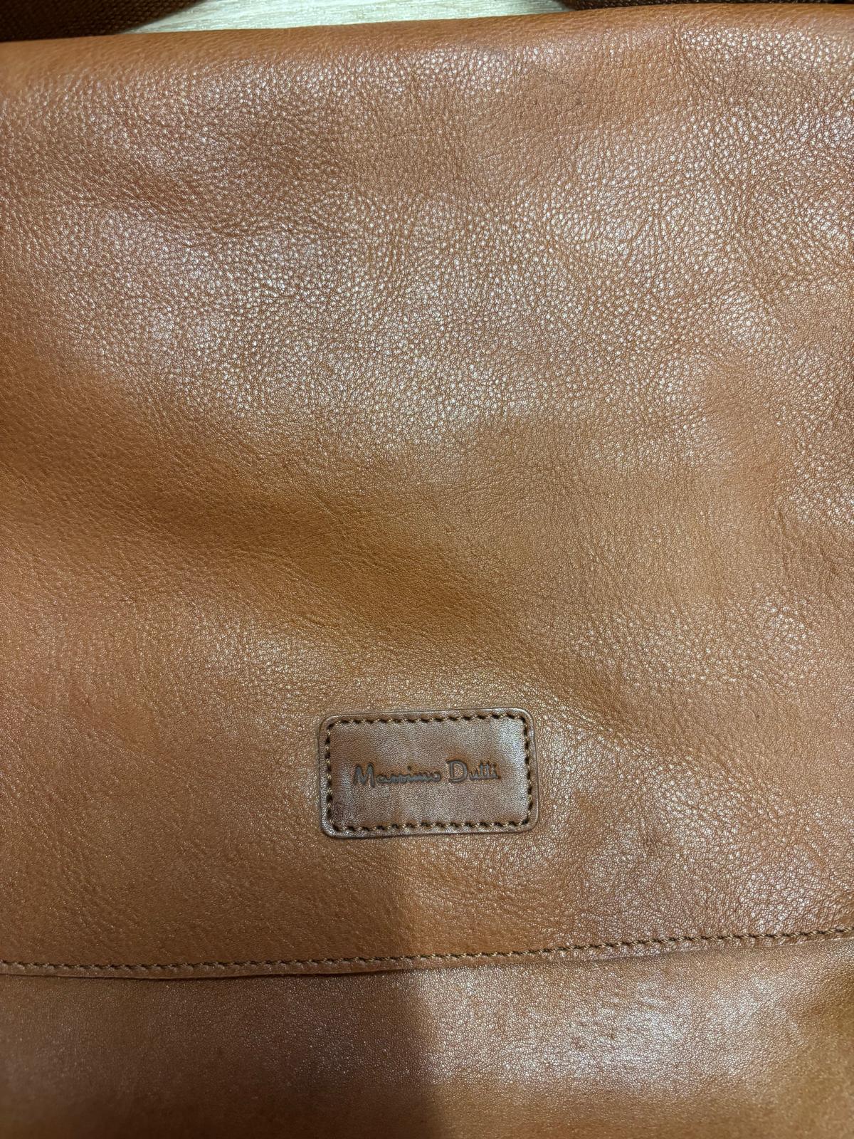 Massimo Dutti Tan Leather Laptop Messenger Bag