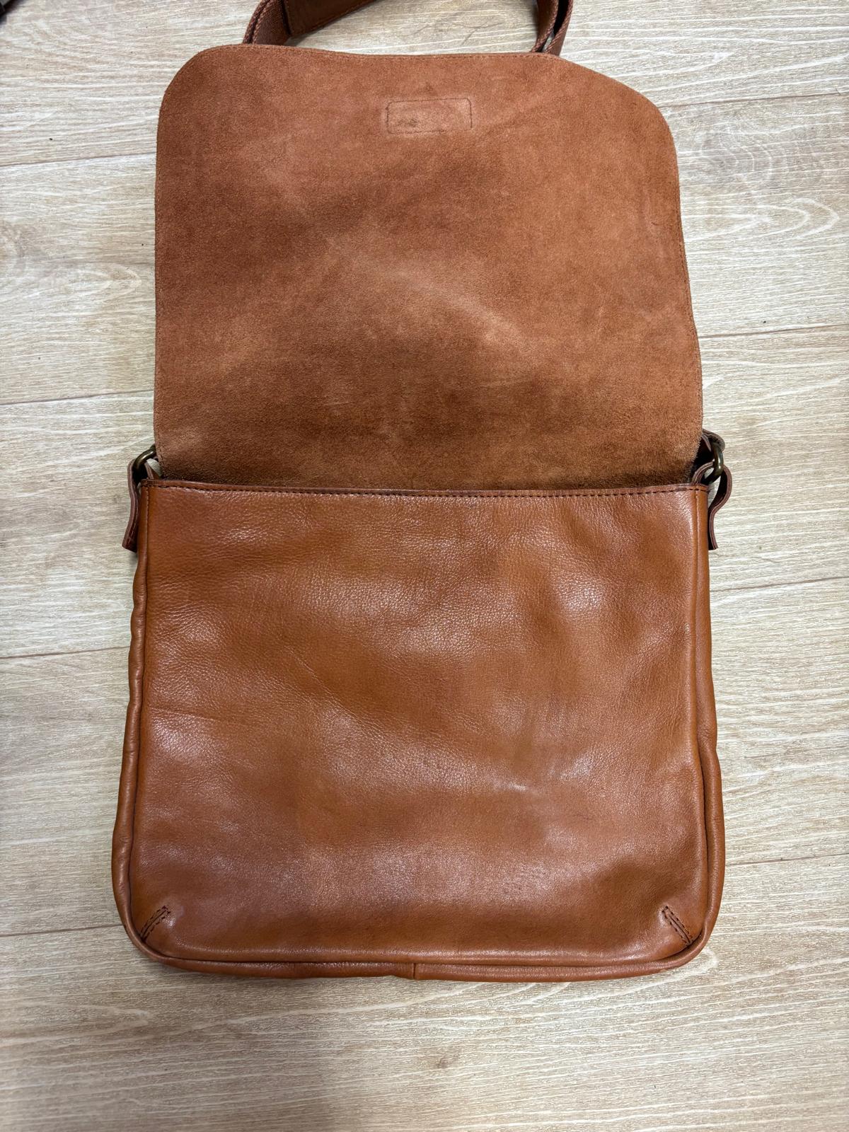 Massimo Dutti Tan Leather Laptop Messenger Bag