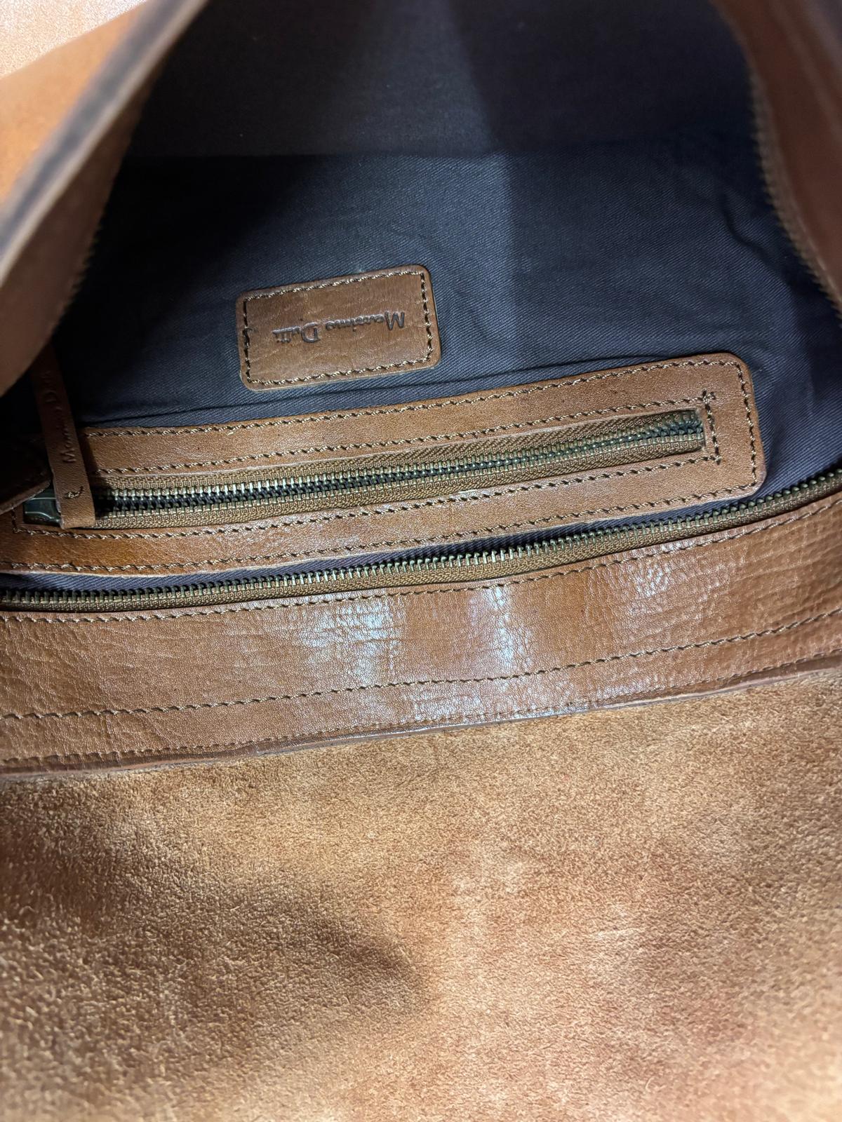 Massimo Dutti Tan Leather Laptop Messenger Bag