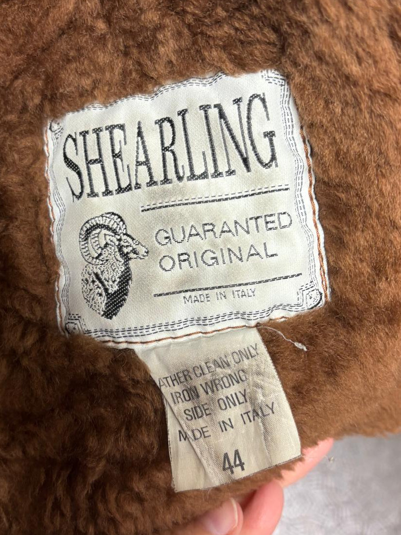 Vintage Brown Suede Shearling Jacket Buttoned Size Large (L)