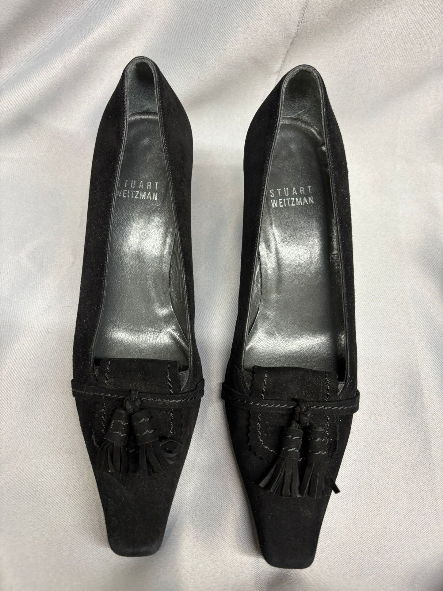 Stuart Weitzman Suede Black Kitten Heels EUR Size 36.5 UK size 4