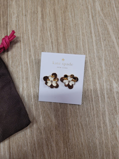 Kate Spade Flower Earrings gold and cream