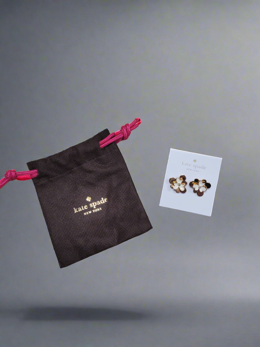 Kate Spade Flower Earrings gold and cream