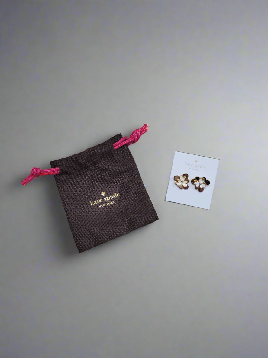 Kate Spade Flower Earrings gold and cream