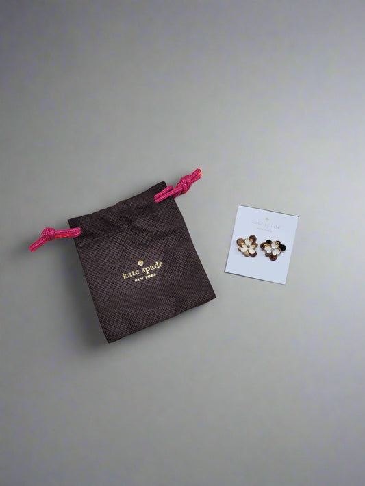Kate Spade Flower Earrings gold and cream
