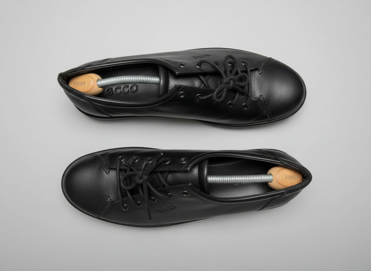 ECCO Black Leather Lace-Up Trainers UK 8 EU 41