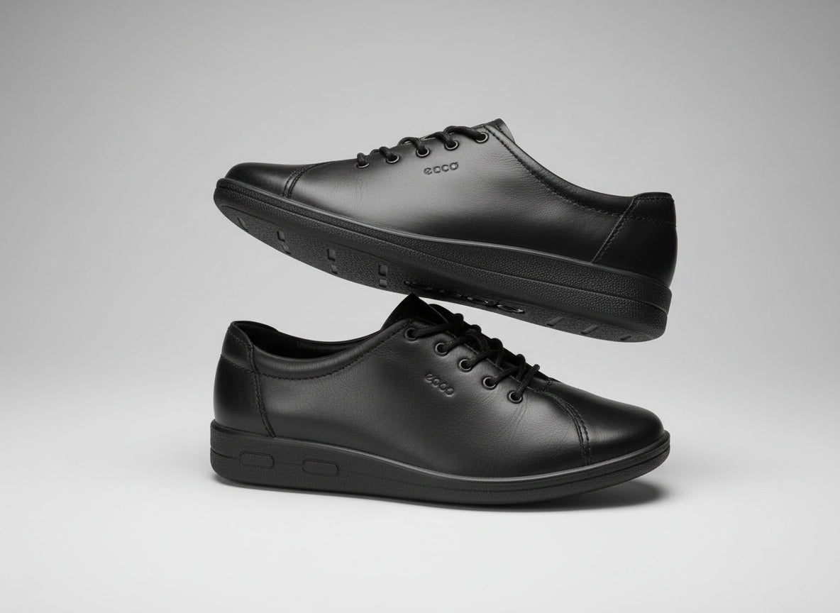 ECCO Black Leather Lace-Up Trainers UK 8 EU 41