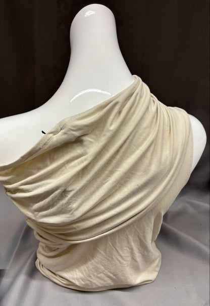 BNWT Entire Studios (S) Pillar Top UK 8 10 Ruched One Sleeve Off The Shoulder - Cream Ecru