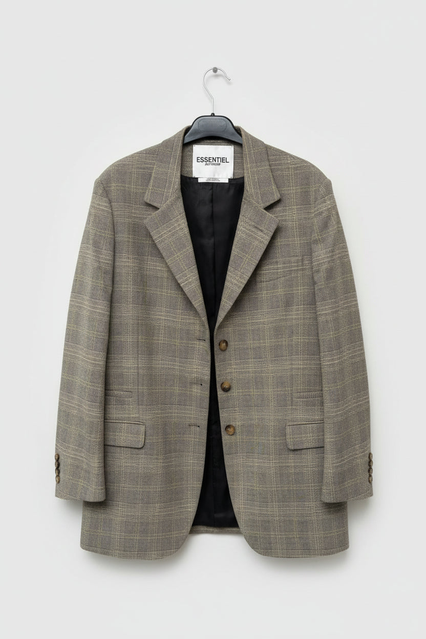 ESSENTIEL ANTWERP Check Blazer Jacket UK 10 EU 38 Grey Black Yellow Venton - GOOD USED CONDITION