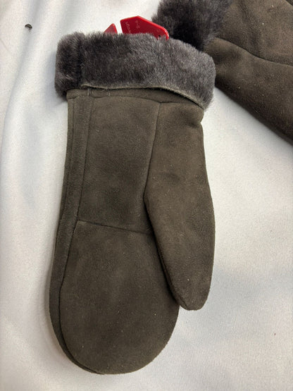 Dents Dark Brown Fur Lined Mittens Size L